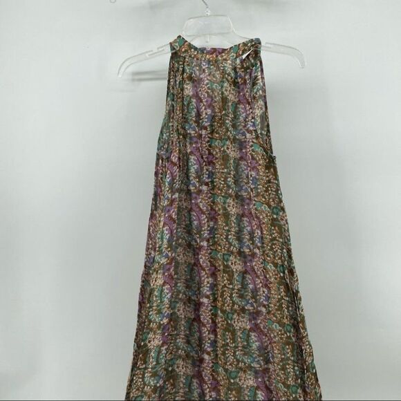 Nieves Lavi Floral Print Maxi Dress Sleeveless Casual Silk Brown M - Picture 7 of 8
